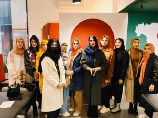 A group of Afghan female students gathered in Iran for the second anniversary of their online women’s university, accompanied by Vice Chancellor Adela Zamani.