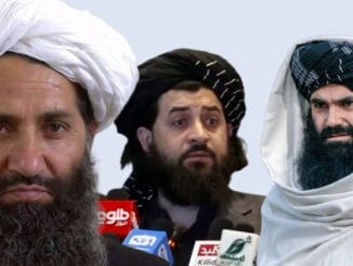 Taliban Leaders Dismiss Reports of Internal Divisions Amid Speculation Three prominent Taliban leaders, including Mullah Haibatullah Akhundzada, Mullah Yaqoob Mujahid, and Sirajuddin Haqqani, depicted against a light background.